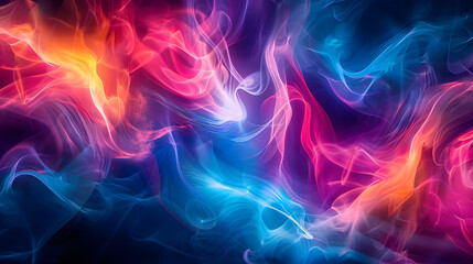 A colorful abstract painting with a lot of orange and blue