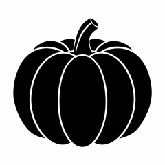 Vector black silhouette of a pumpkin. Halloween jack o lantern Pumpkin silhouette on Clean White Background with copy space for fall or autumn season