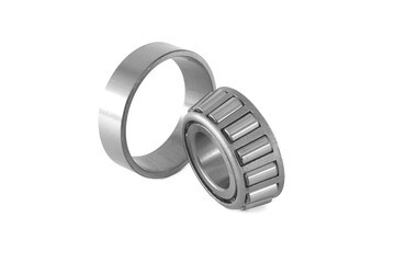 Stainless steel cylindrical roller bearing with an inner ring isolated on white background