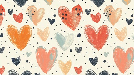 Hand-painted abstract heart pattern in various colors