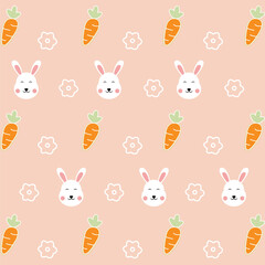 Set of Bunny Carrot Flower Vector Illustration
