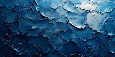 Abstract blue paint texture with an uneven, textured surface.