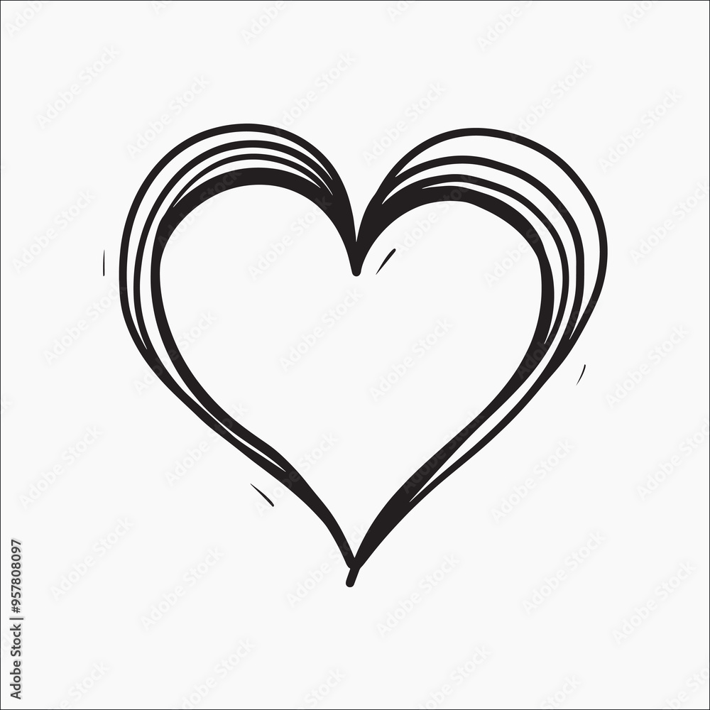 Sticker Hand-drawn heart outline illustration