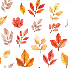 Obraz premium Watercolor leaf Pattern, leaves seamless pattern design