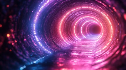 3D abstract background with blue neon rays and glowing lines. Macro wallpaper of light speed in an ultraviolet vortex.