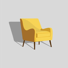 Vector Illustration of Yellow Single Sofa