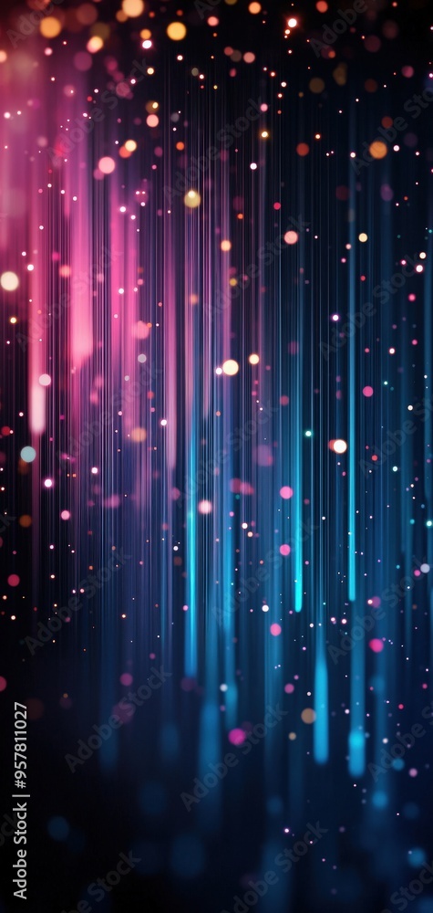 Aufkleber abstract vertical lines with vibrant colors and glowing particles create a stunning digital backgrou