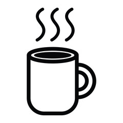 Coffee mug vector icon. Tea cup symbol. Hot drink illustration.