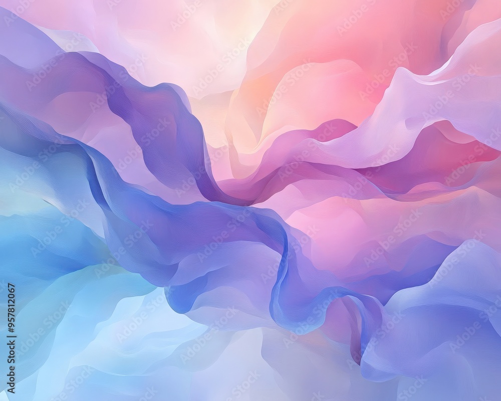 Aufkleber soft pastel colors blend together in a fluid, abstract design, creating a serene and calming visual 