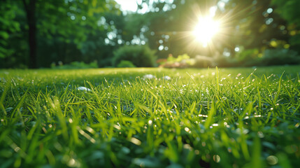 Naklejka premium Green grassland and sunshine