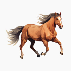 Obraz premium Majestic galloping brown horse illustration