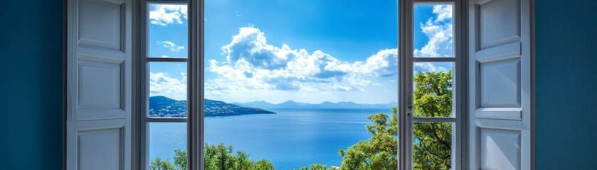 Fototapeta premium Embracing Fresh Beginnings - Concept of New Opportunities and Fresh Air Through an Open Window with Breeze Blowing In