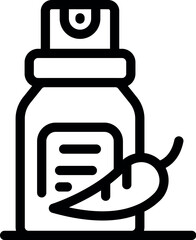 Black outline icon representing a pepper spray bottle for self defense with a chili pepper next to it