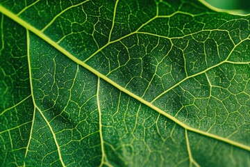 Fototapeta premium Close-up of the veins in a large, vibrant green leaf 