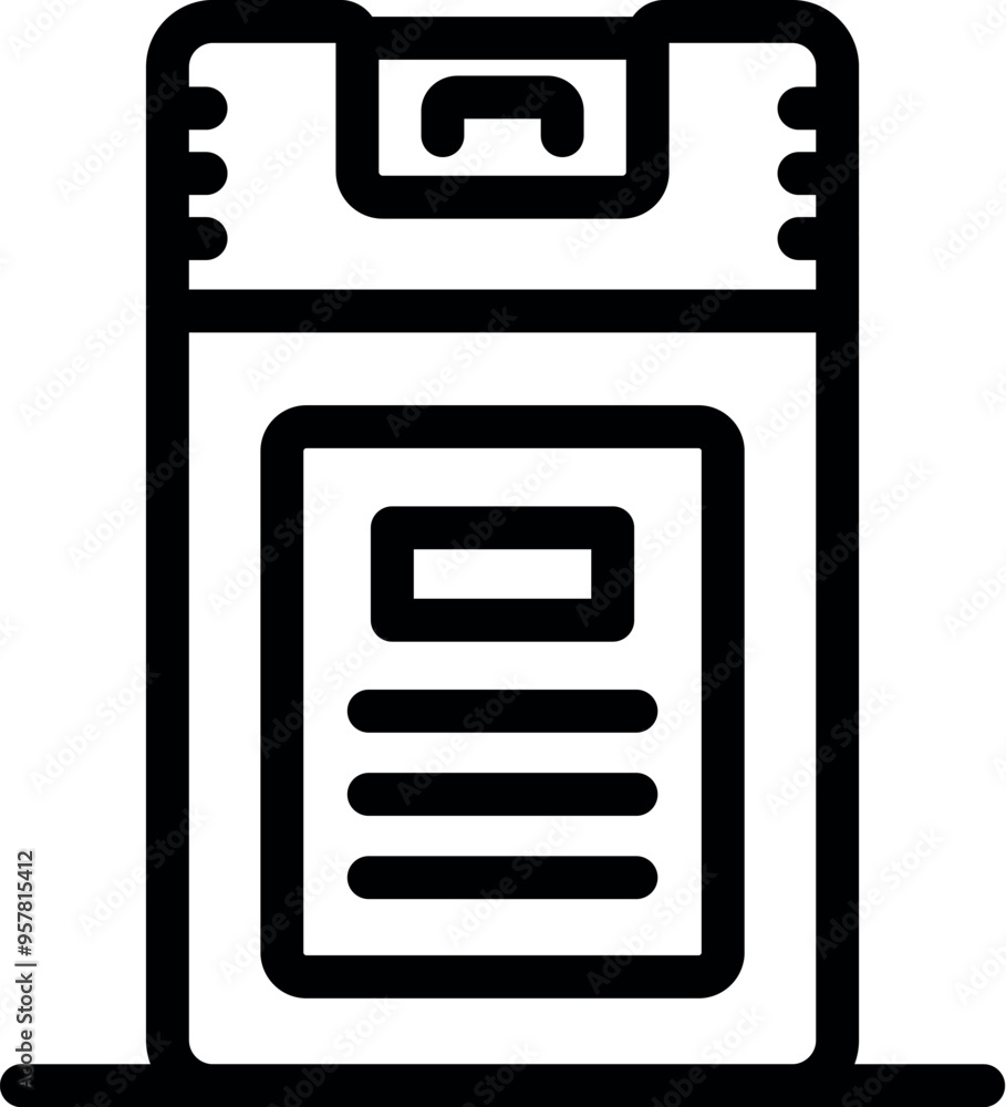 Poster simple line icon representing an intercom system designed for apartment buildings, emphasizing secur