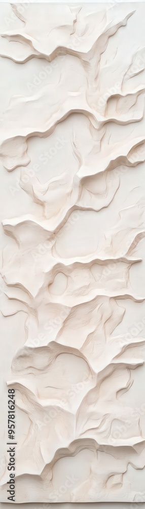 Poster textured wall panel featuring a wave-like design in subtle tones, adding depth and elegance to any i