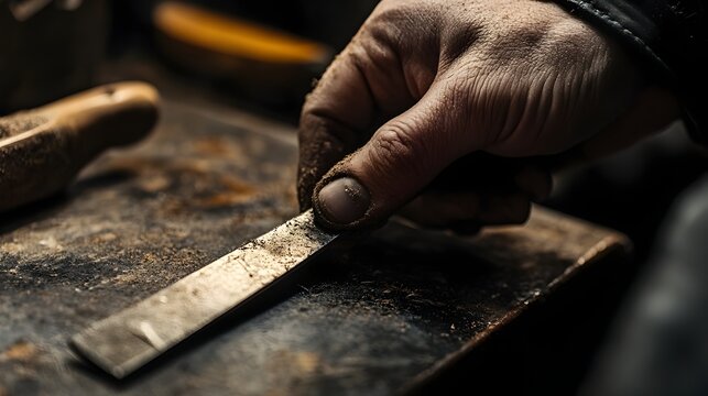 Skilled Barber's Hand Sharpening Straight Razor on Leather Strop