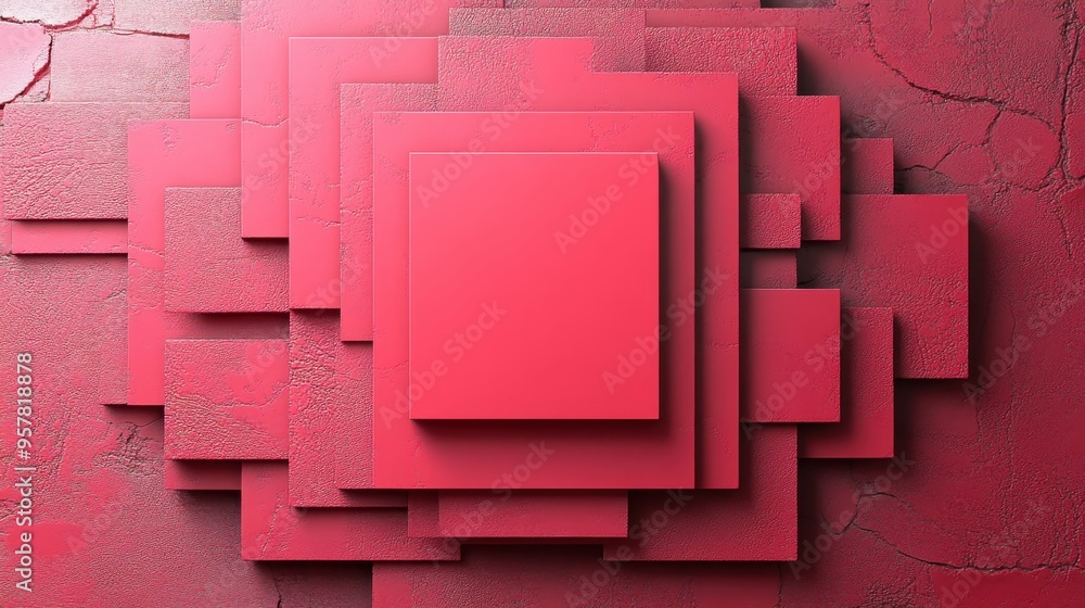 Aufkleber 3D render of a minimal pink geometric background with a blank square shape.