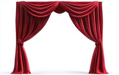 Elegant red velvet curtain draped gracefully, perfect for theatrical performances and grand events, offering a touch of luxury.