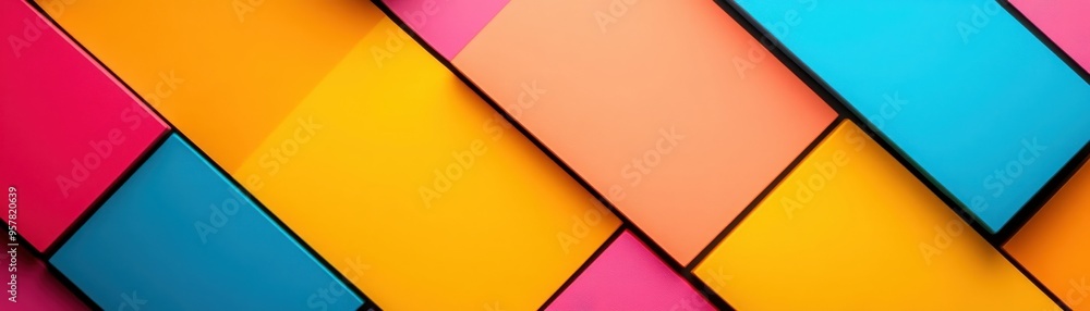 Poster vibrant geometric shapes in bold colors create an eye-catching abstract pattern for modern design pr