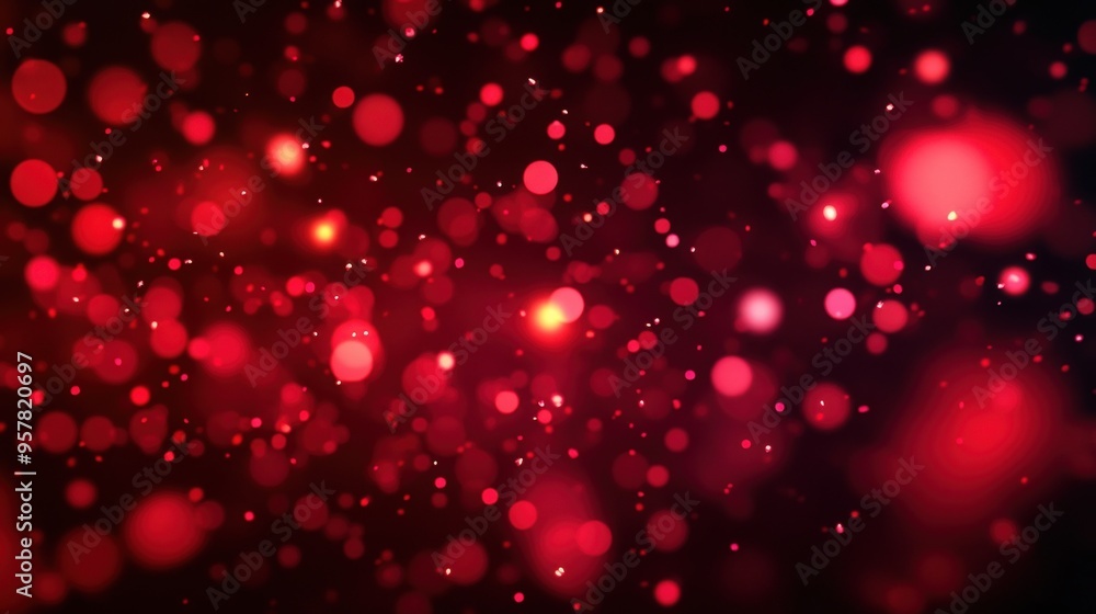 Poster vibrant red background with soft bokeh lights, creating an enchanting atmosphere perfect for celebra