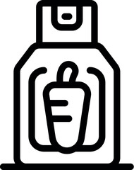 This simple vector icon represents a bottle of paprika pepper spray, showcasing spicy sauce packaging