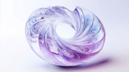 Abstract crystal with a swirl design in soft pastel colors on a smooth gradient background. Glass texture. Concept of modern art and aesthetics