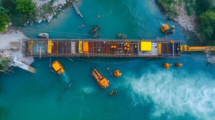 Aerial Sensors Monitoring Environmental Impact During Bridge Construction Project