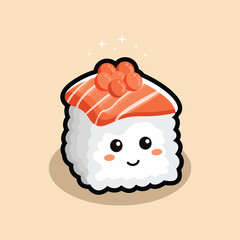 Kawaii Sushi Smile Cartoon Vector Character
