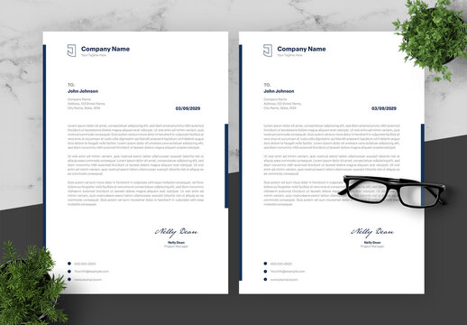 Blue And White Letterhead