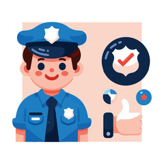 smiling police officer in a blue uniform