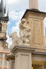 Part of the Mariana Column at the Old Town Square in old part of Prague in the Czech Republic