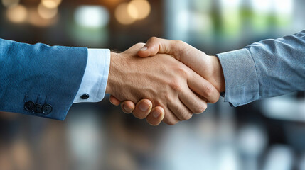 professional handshake between two businessmen, symbolizing trust, partnership, and mutual agreement. The image conveys professionalism, collaboration, and the beginning of a successful business relat