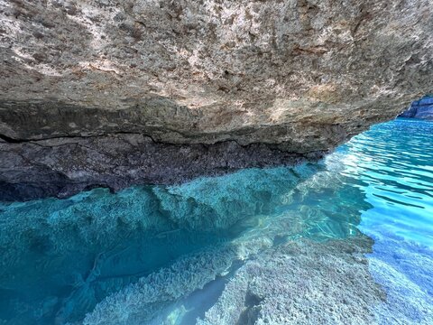 Rock and blue sea.