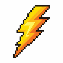Fototapeta premium Pixelated Yellow Lightning Bolt Icon Retro 8 Bit Style Digital Illustration
