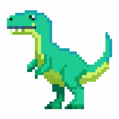 Pixel Art Dinosaur Retro Style Green T Rex Illustration for Digital and Game Design