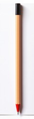 Obraz premium A simple red pencil laying on a white surface, perfect for artistic designs or educational needs in a minimalistic style.