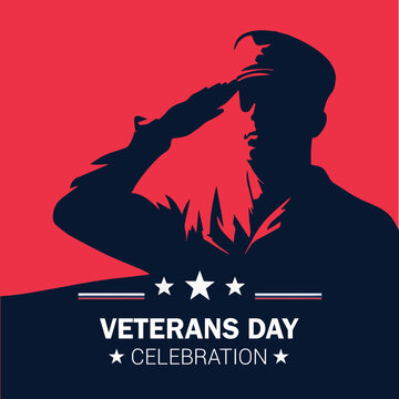 Veterans day celebration poster or banner template design