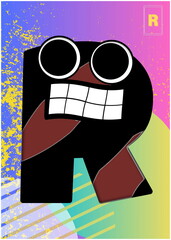 Flash card Alphabet with colorful background 