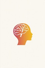 Simple Mental Health Logo Icon on Single Color Background, Featuring Clean and Straightforward Design with Minimal Elements to Convey Mental Well-Being, Enhancing Visibility and Clarity