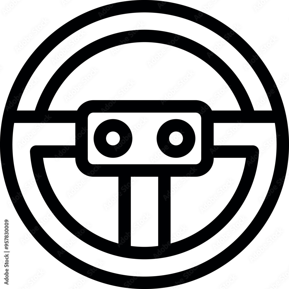 Poster simple minimalist vector showing a steering wheel, controlling a car's direction and speed