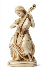 Elegant sculpture of a girl playing the cello, capturing grace and artistic expression in detailed craftsmanship.