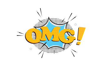 Comic speech bubble with expression text OMG. on white background. Vector illustration.