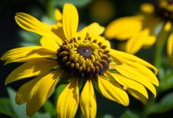 A bright yellow flower with orange center surrounded by green leaves
