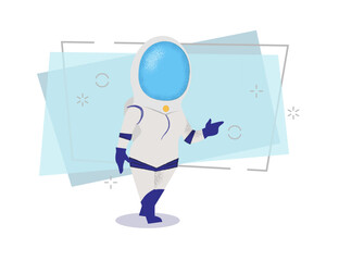 Confident woman walking in space suit. Personage, pioneer, explorer.
Can be used for topics like universe, discovery, space tourism