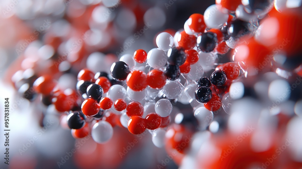 Aufkleber 3d model of an ionic compound crystal lattice, highlighting the regular and repeating pattern of ion