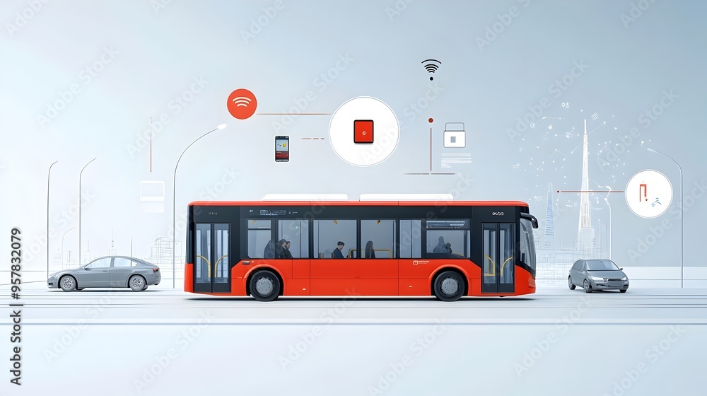 Poster innovative iot powered public transportation system with streamlined contactless payment for efficie