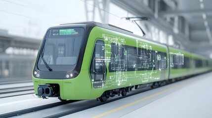 Naklejka premium Intelligent IoT Connected Electric Trains Optimizing Sustainable Urban Transportation