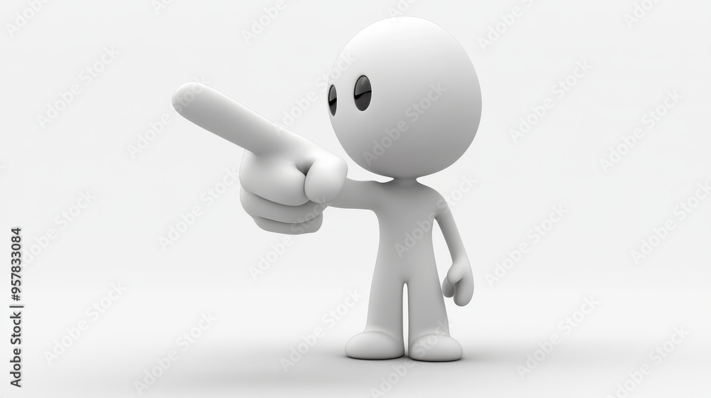 Aufkleber 3d render of cartoon human hand pointing with index finger. recommendation icon for attention metaph