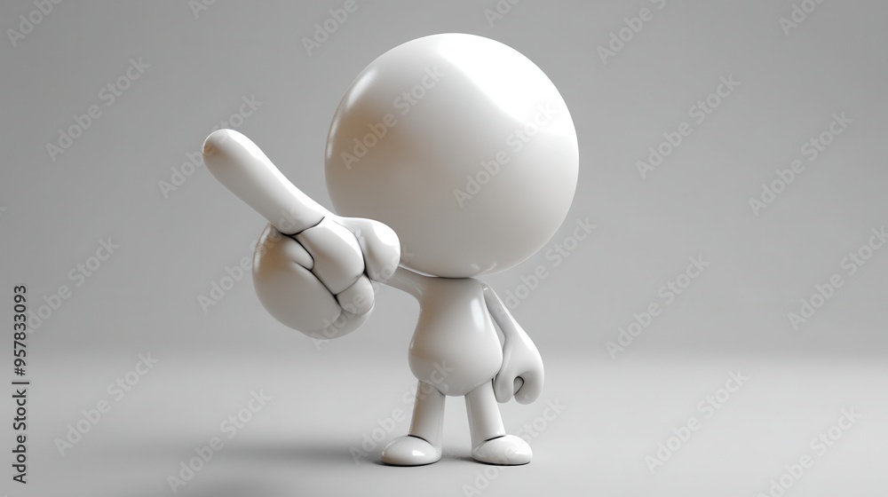 Aufkleber 3d render of cartoon human hand pointing with index finger. recommendation icon for attention metaph